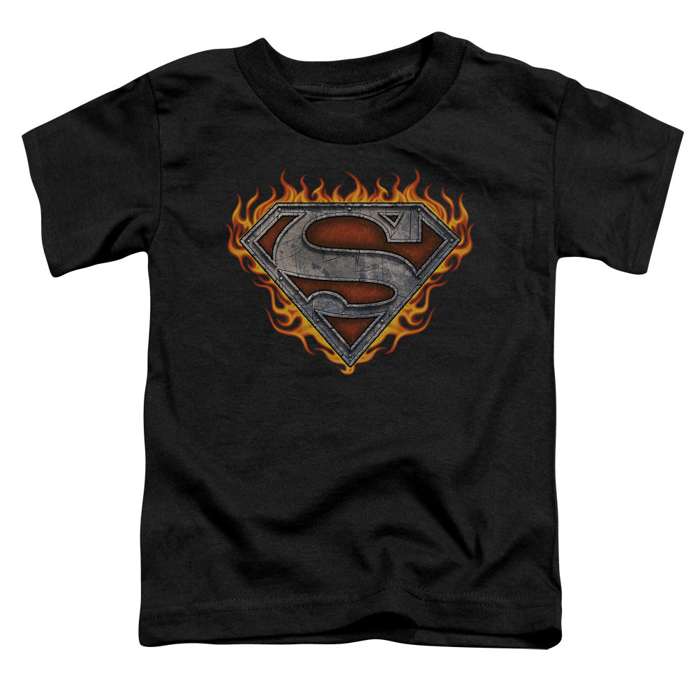 Superman - Iron Fire Shield - Short Sleeve Toddler Tee - Black T-shirt