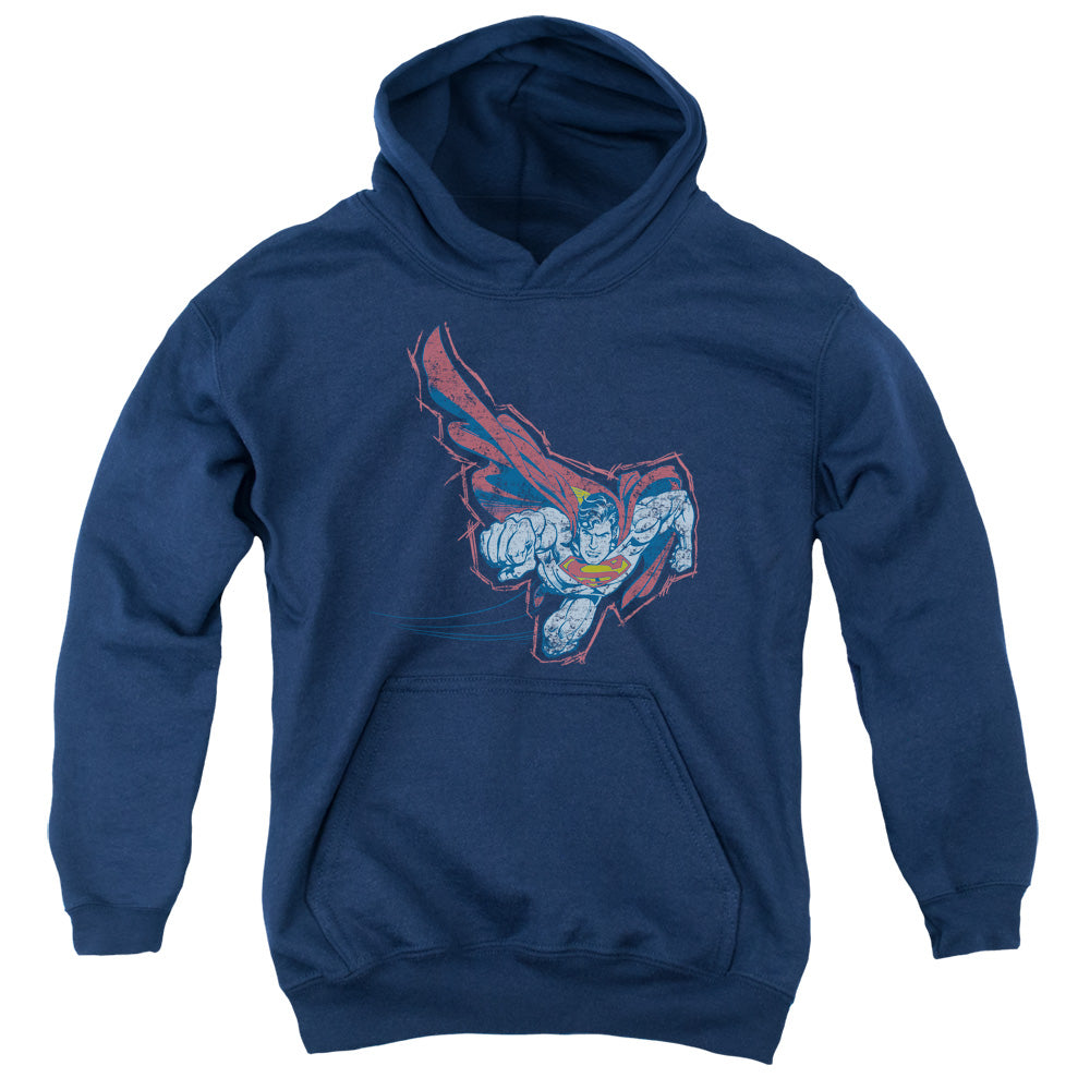 Superman - Scribble & Soar - Youth Pull-over Hoodie - Navy