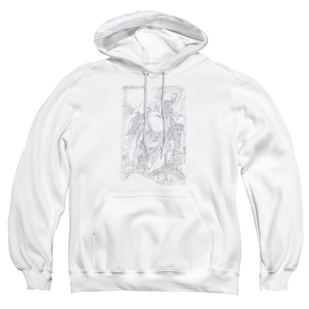 Superman - Exploding Space Sketch - Adult Pull-over Hoodie - White