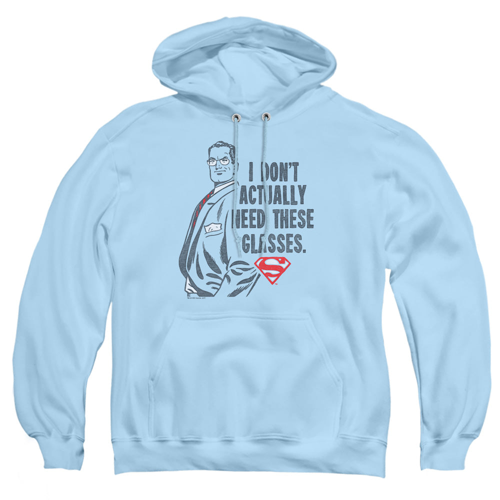 Superman - Dont Need Glasses - Adult Pull-over Hoodie - Light Blue