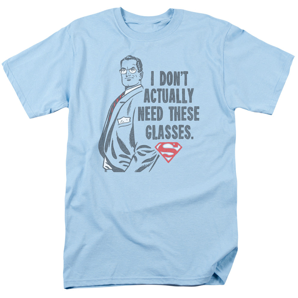 Superman - Dont Need Glasses - Short Sleeve Adult 18/1 - Light Blue T-shirt