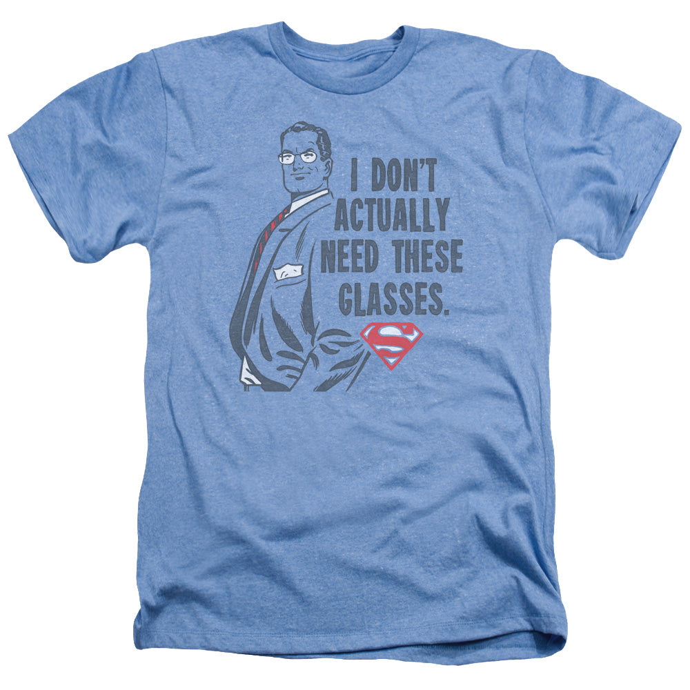 Superman - Dont Need Glasses - Adult Heather - Light Blue