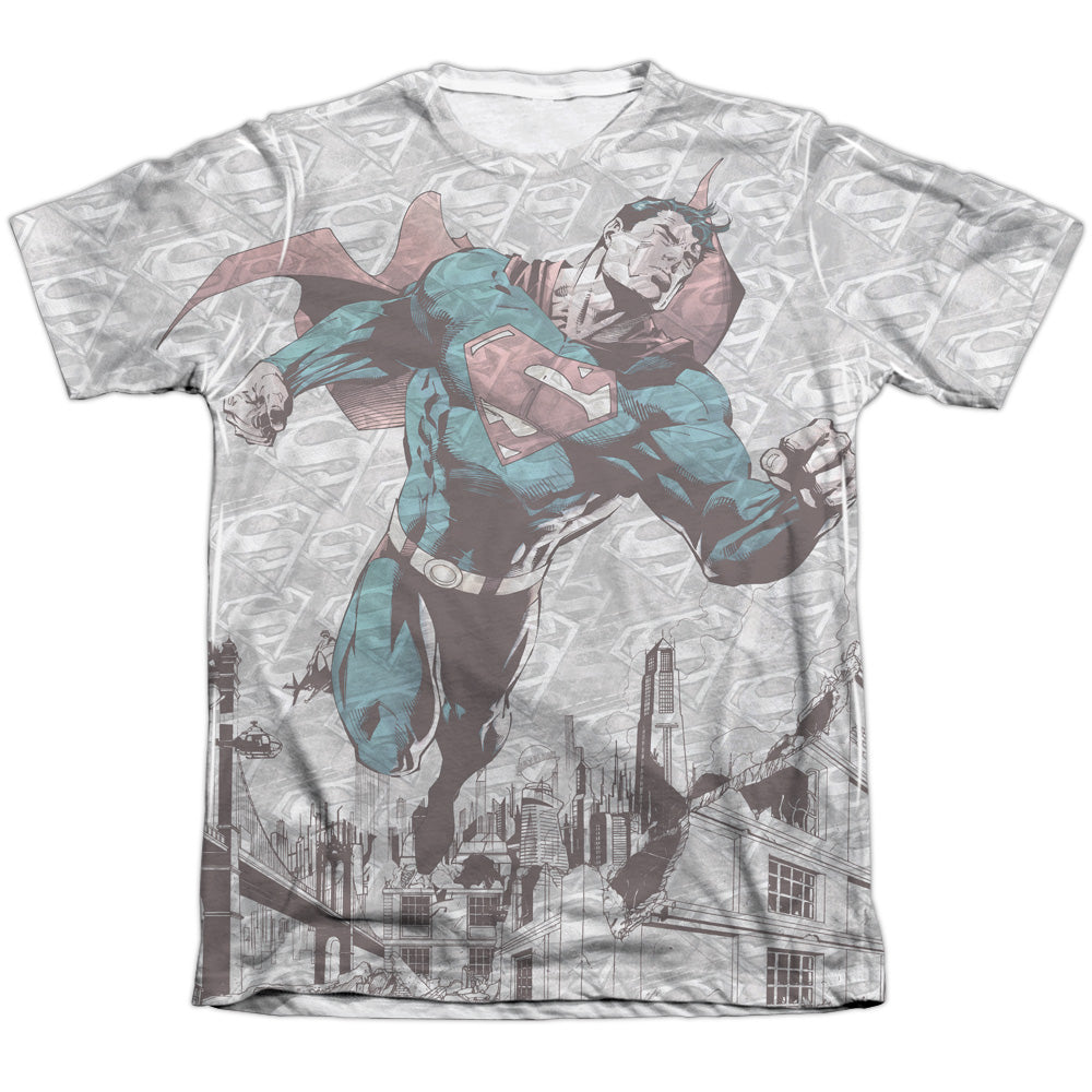 Superman - War Zone - Adult 65/35 Poly/cotton Short Sleeve Tee - White T-shirt