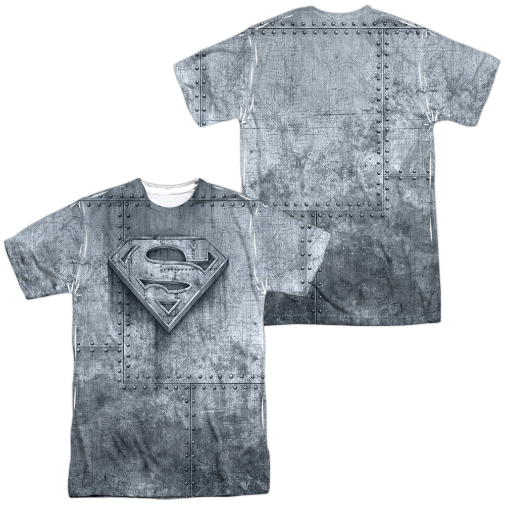 Superman - Made Of Steel (Front/back Print) - Short Sleeve Adult 100% Poly Crew - White T-shirt