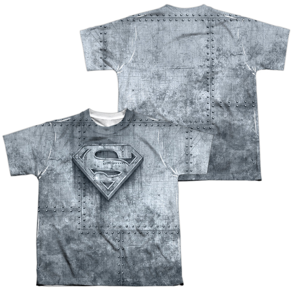 Superman - Made Of Steel - Short Sleeve Youth Poly Crew - White T-shirt