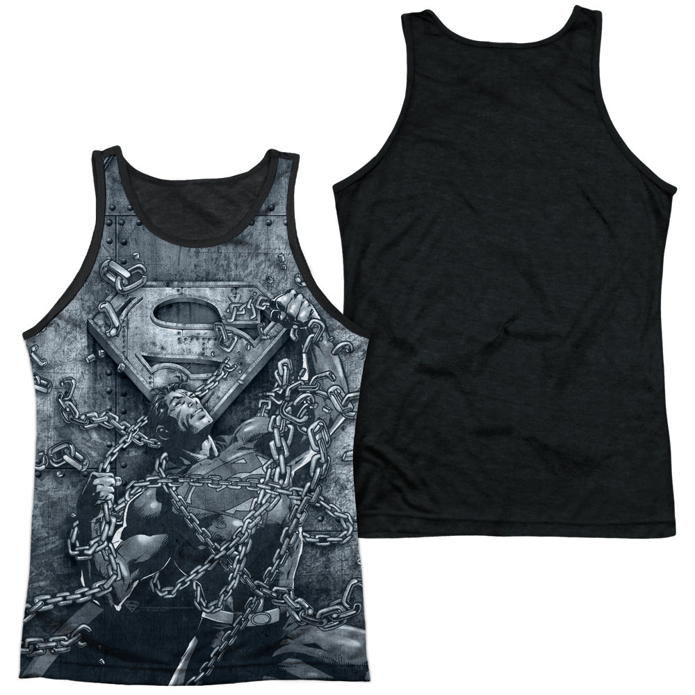 Superman - Breaking Free - Adult Poly Tank Top Black Back - White