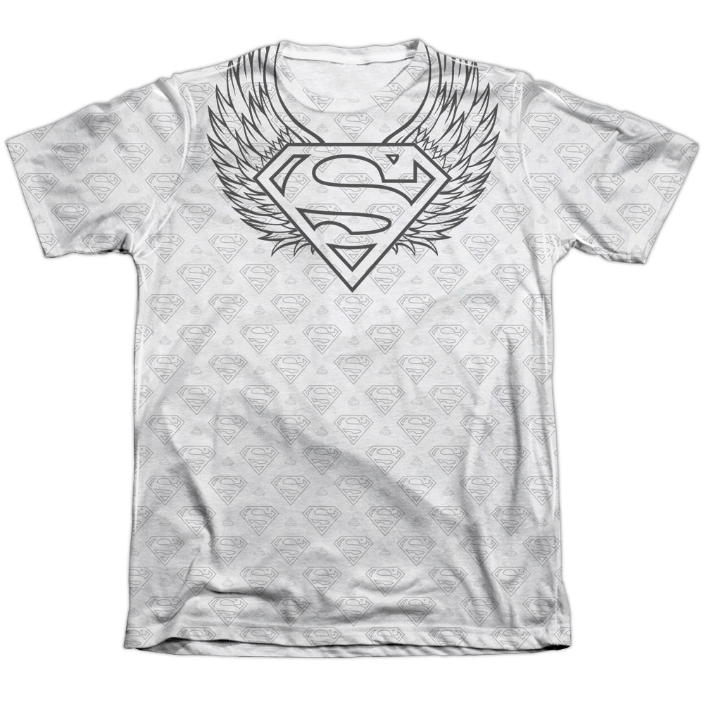 Superman - Winged Shield Repeat - Adult 65/35 Poly/cotton Short Sleeve Tee - White T-shirt