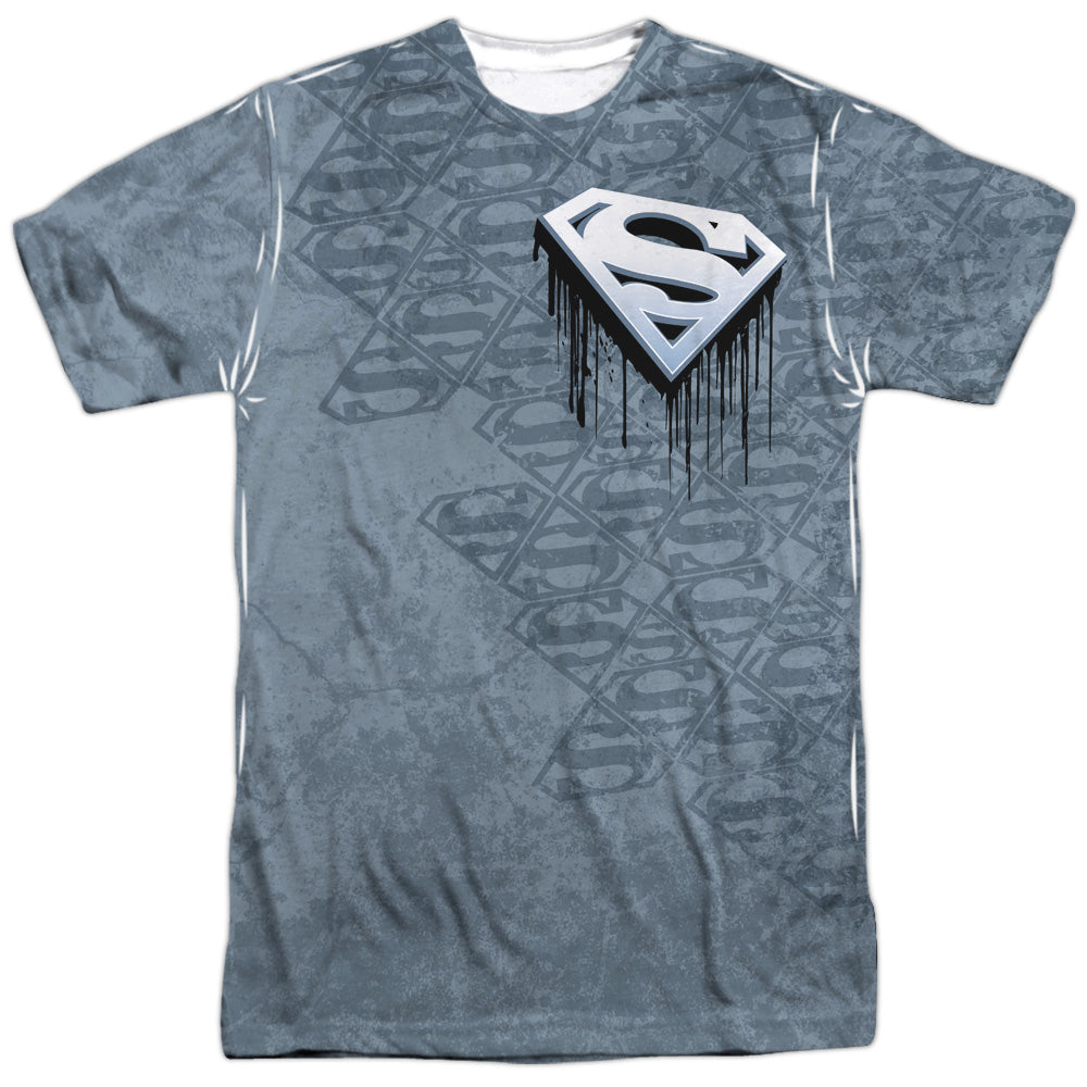 Superman - Drip And Repeat - Short Sleeve Adult 100% Poly Crew - White T-shirt