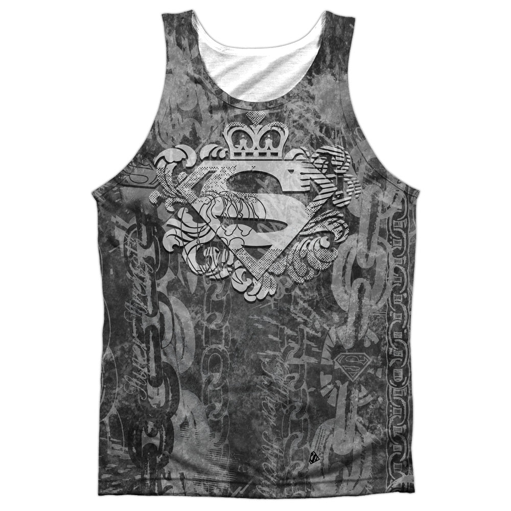 Superman - Unchain The King - Adult 100% Poly Tank Top - White