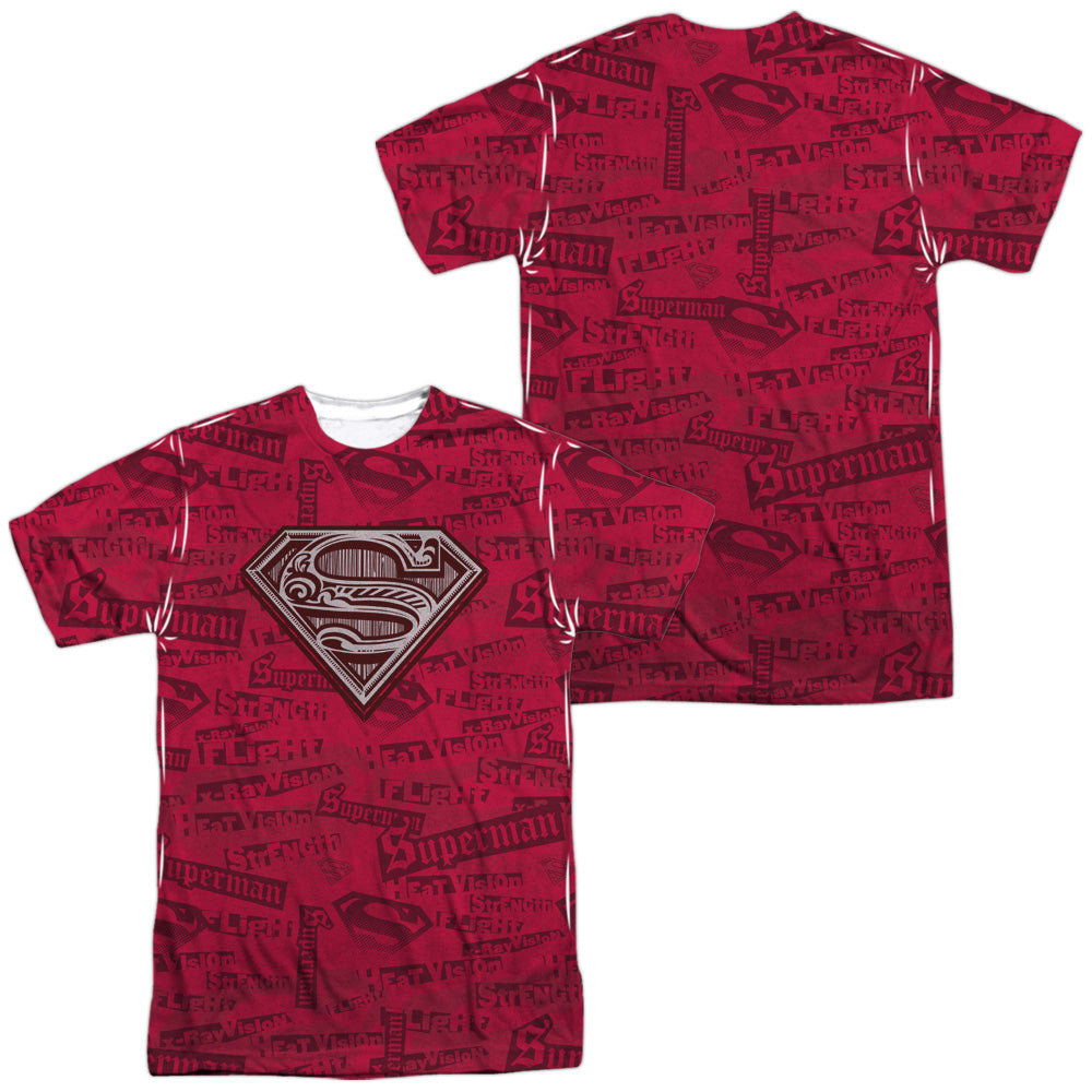 Superman - Super Powers (Front/back Print) - Short Sleeve Adult 100% Poly Crew - White T-shirt