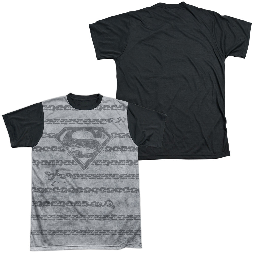 Superman - Breaking Chains All Over - Short Sleeve Adult White Front Black Back - White T-shirt