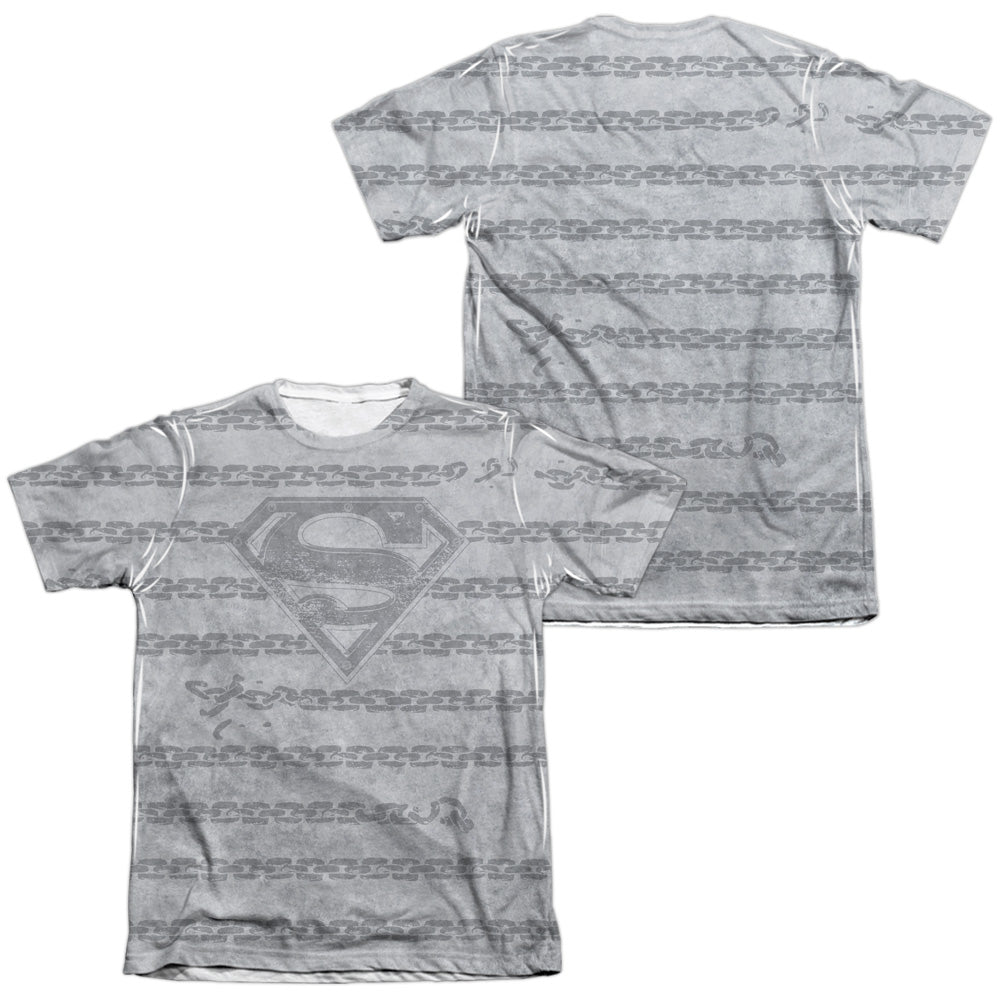 Superman - Breaking Chains All Over (Front/back Print) - Adult 65/35 Poly/cotton Short Sleeve Tee - White T-shirt