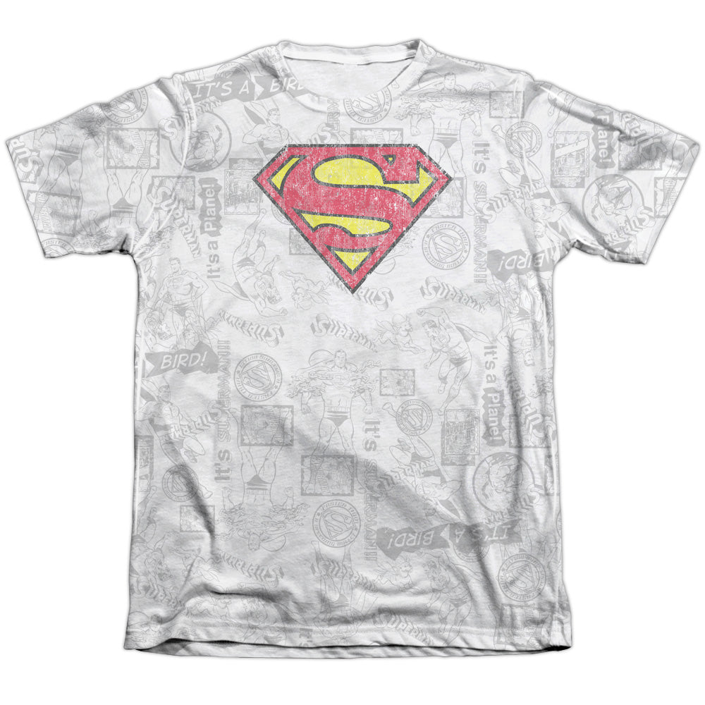 Superman - Classic Repeat - Adult 65/35 Poly/cotton Short Sleeve Tee - White T-shirt