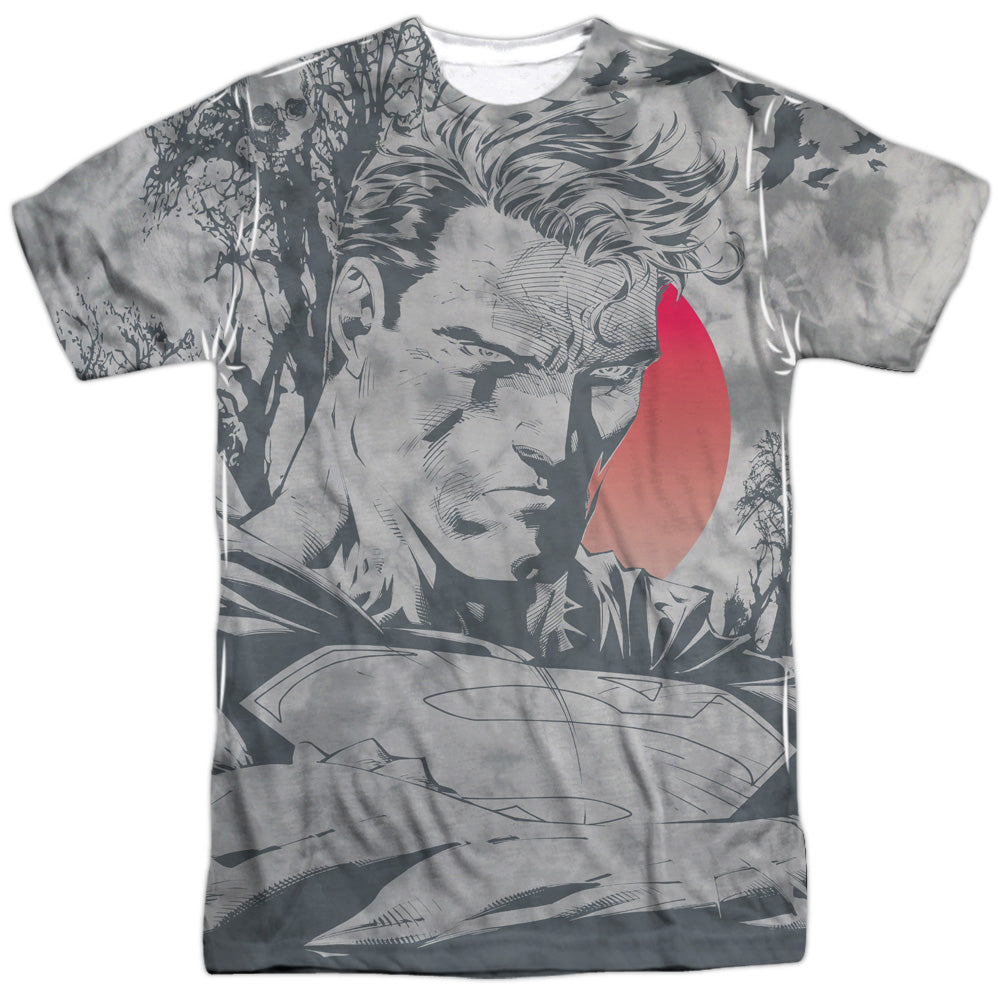 Superman - New Day Dawning - Short Sleeve Adult 100% Poly Crew - White T-shirt