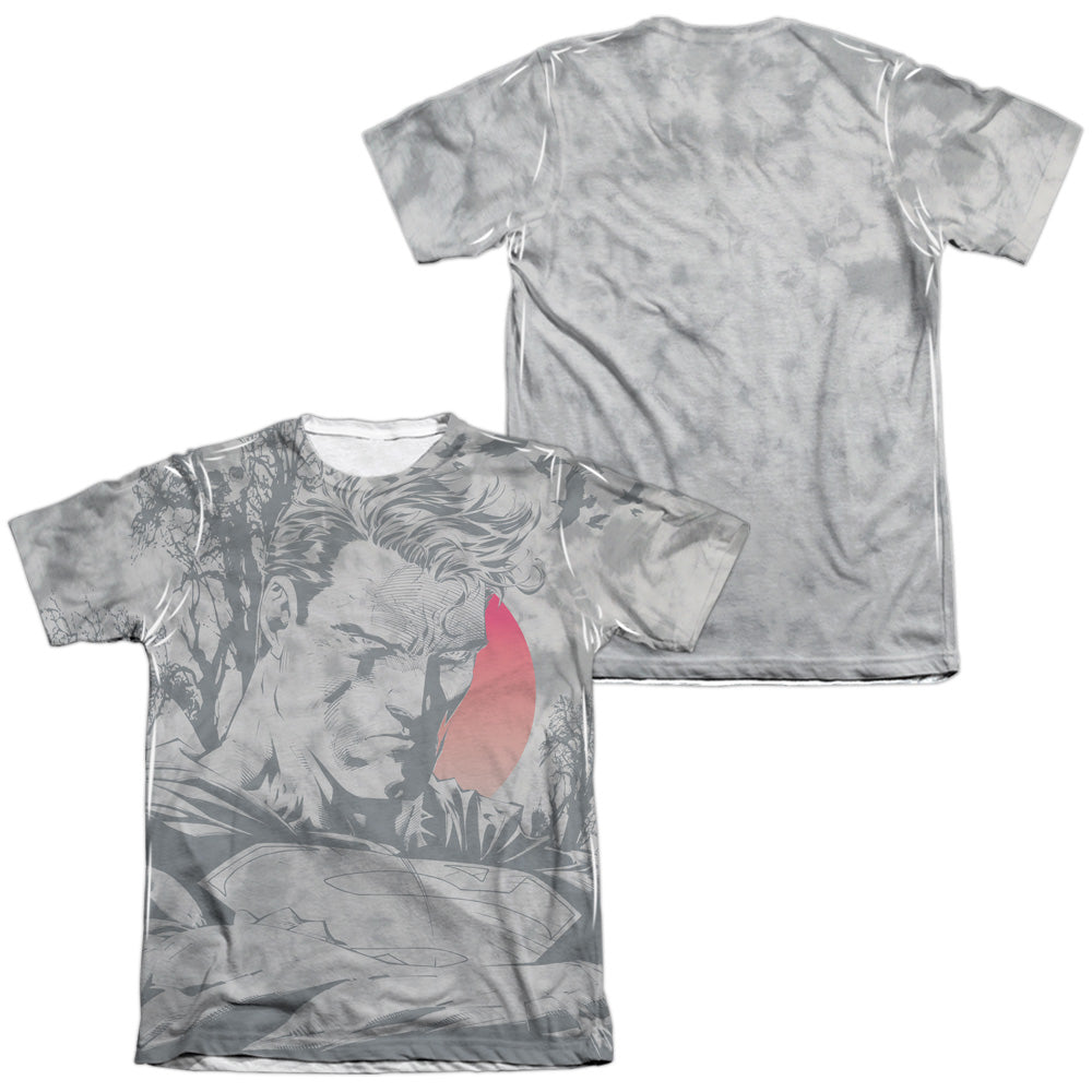 Superman - New Day Dawning (Front/back Print) - Adult 65/35 Poly/cotton Short Sleeve Tee - White T-shirt