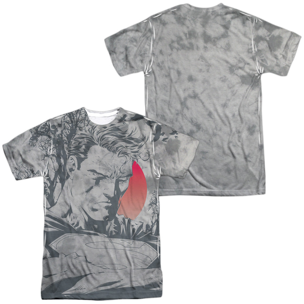 Superman - New Day Dawning (Front/back Print) - Short Sleeve Adult 100% Poly Crew - White T-shirt