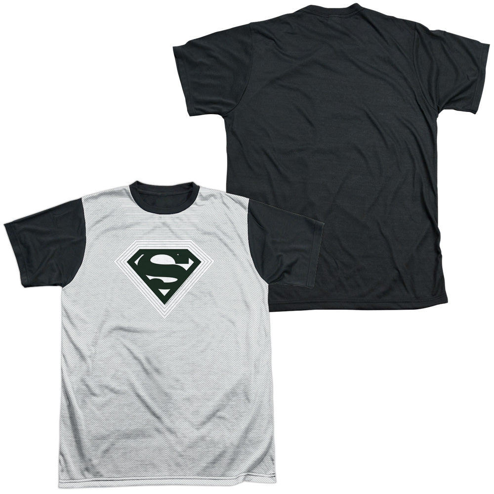 Superman - Optical Stripes - Short Sleeve Adult White Front Black Back - White T-shirt