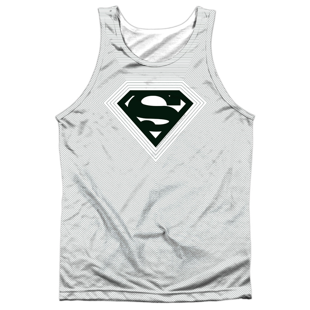 Superman - Optical Stripes - Adult 100% Poly Tank Top - White