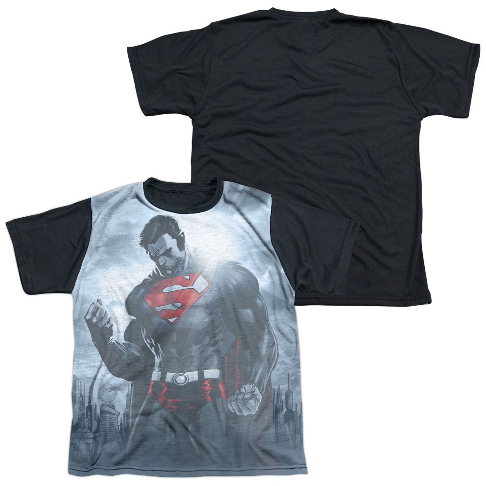 Superman - Light Of The Sun - Short Sleeve Youth White Front Black Back - White T-shirt