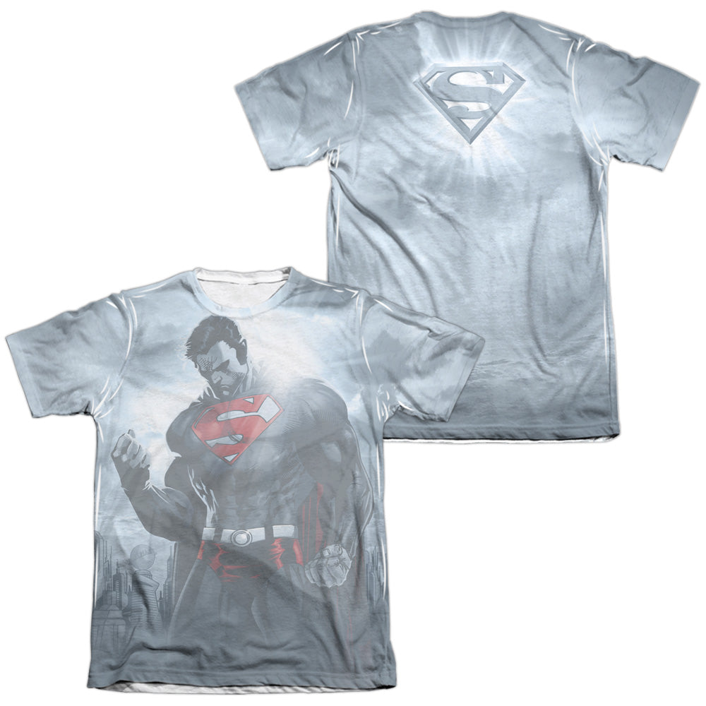 Superman - Light Of The Sun (Front/back Print) - Adult 65/35 Poly/cotton Short Sleeve Tee - White T-shirt