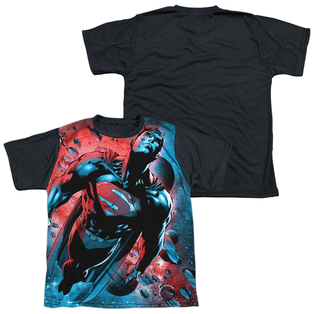 Superman - Red Sun - Short Sleeve Youth White Front Black Back - White T-shirt