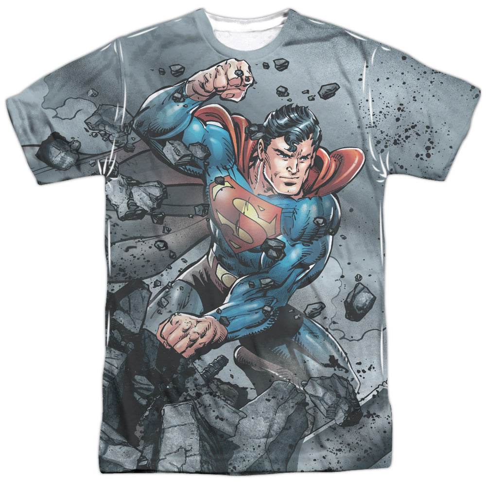 Superman - Superman Vs Doomsday - Short Sleeve Adult 100% Poly Crew - White T-shirt