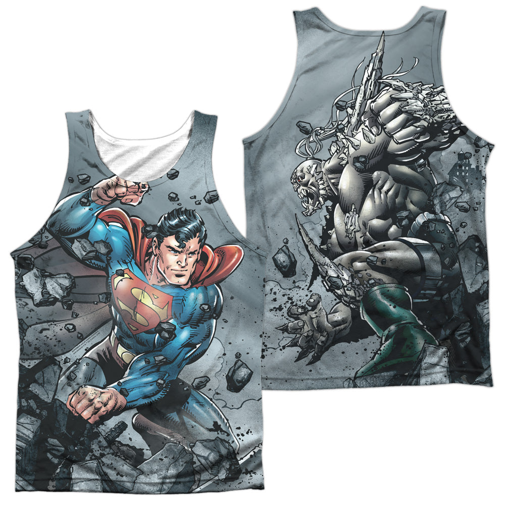 Superman - Superman Vs Doomsday - Adult 100% Poly Tank Top - White