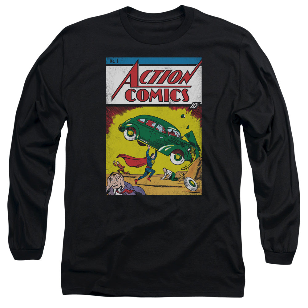 Superman - Action No. 1 - Long Sleeve Adult 18/1 - Navy T-shirt