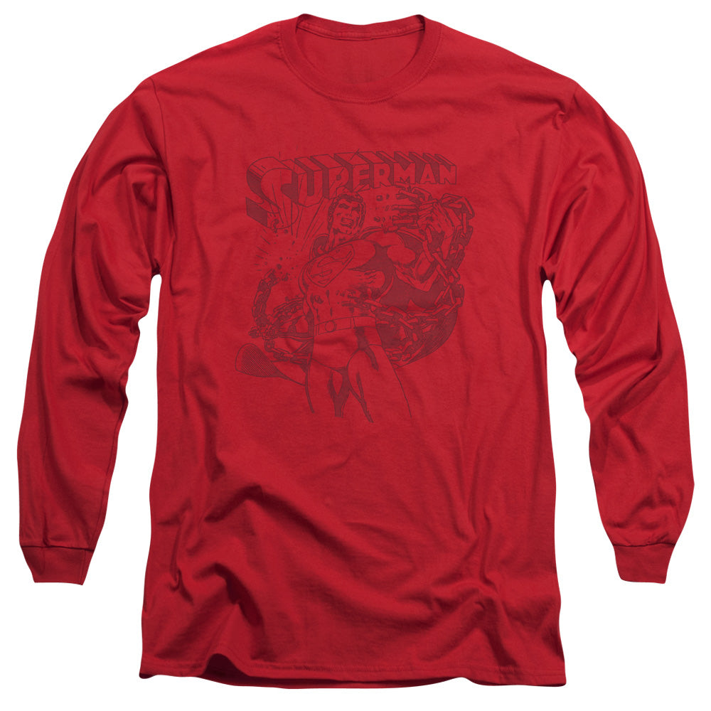 Superman - Code Red - Long Sleeve Adult 18/1 - Red T-shirt