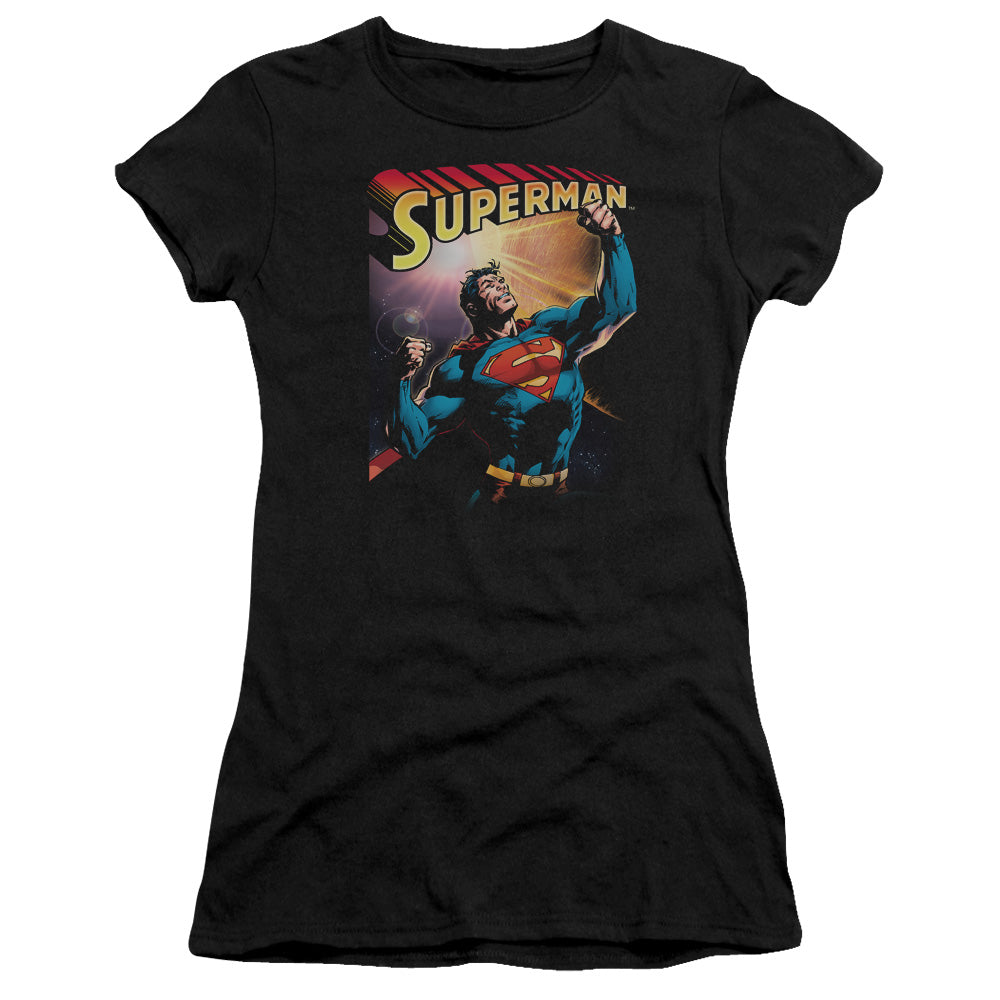 Superman - Victory - Short Sleeve Junior Sheer - Black T-shirt