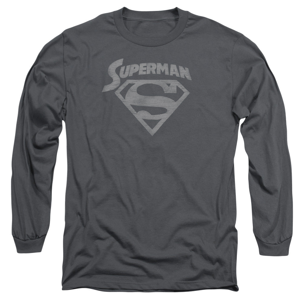 Superman - Super Arch - Long Sleeve Adult 18/1 - Charcoal T-shirt