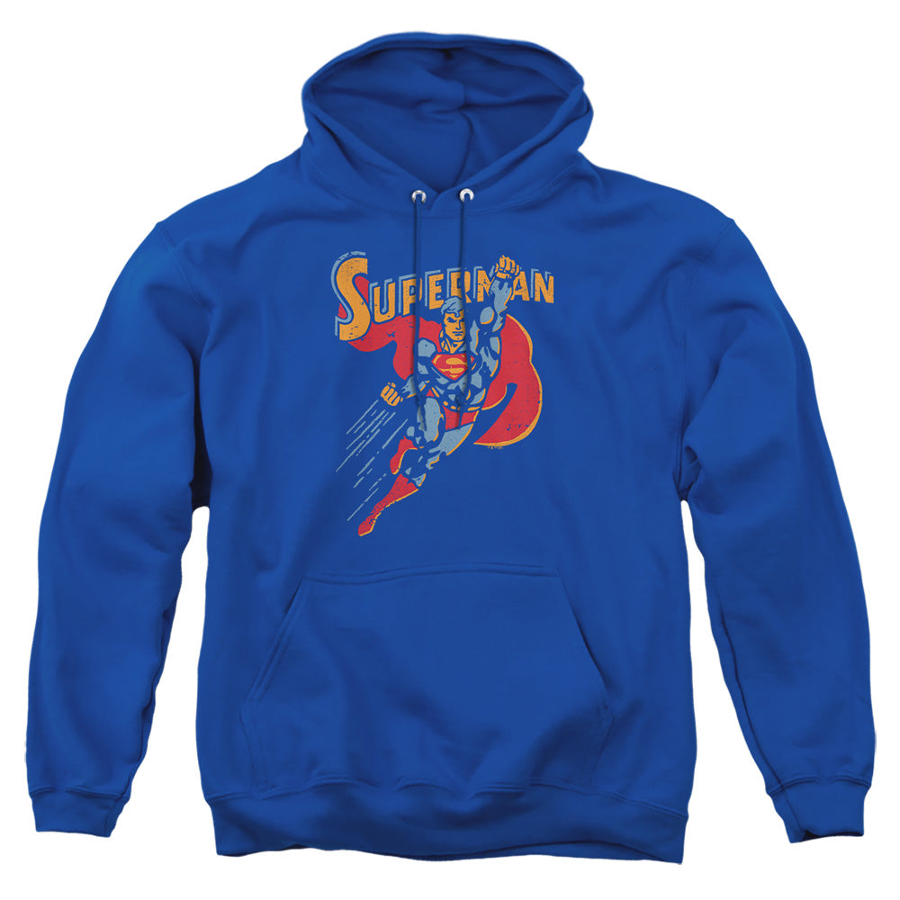 Superman - Life Like Action - Adult Pull-over Hoodie - Royal Blue
