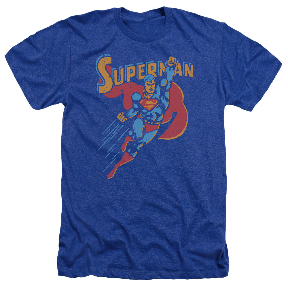 Superman - Life Like Action - Adult Heather - Royal Blue
