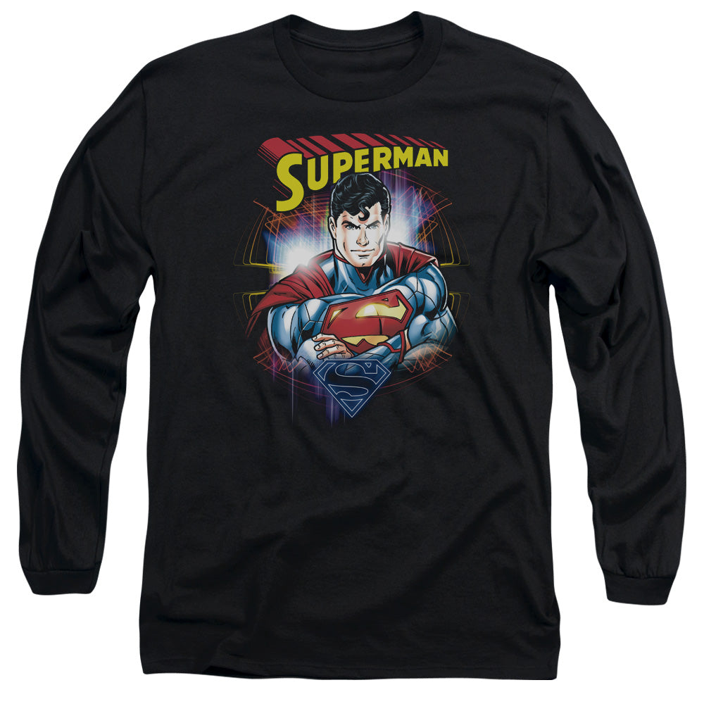 Superman - Glam - Long Sleeve Adult 18/1 - Black T-shirt