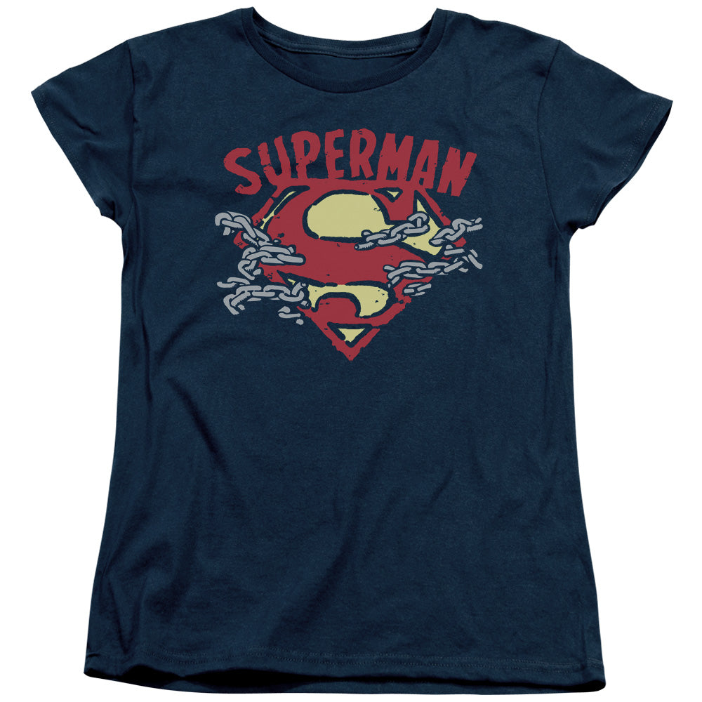 Superman - Chain Breaking - Short Sleeve Womens Tee - Navy T-shirt