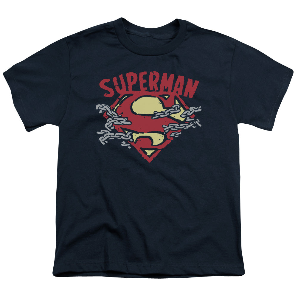 Superman - Chain Breaking - Short Sleeve Youth 18/1 - Navy T-shirt