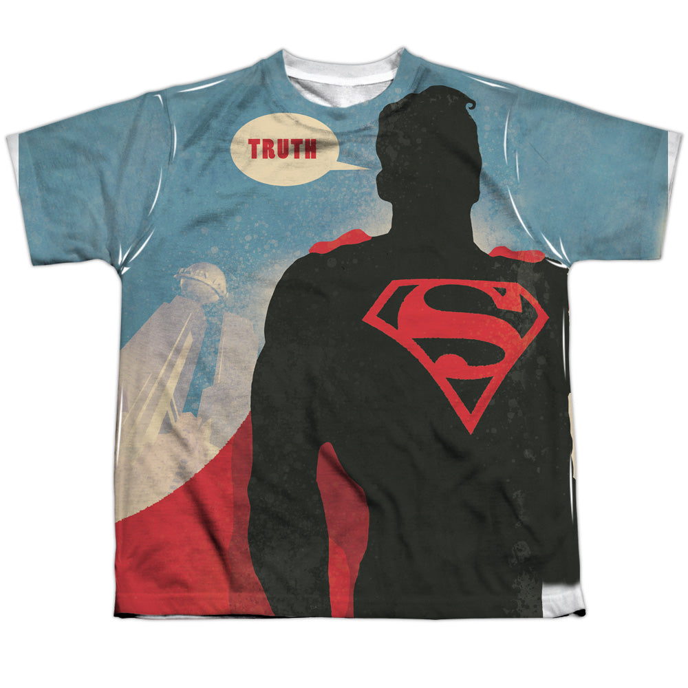 Superman - Truth - Short Sleeve Youth Poly Crew - White T-shirt