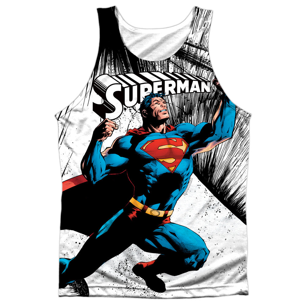 Superman - To Infinity - Adult 100% Poly Tank Top - White
