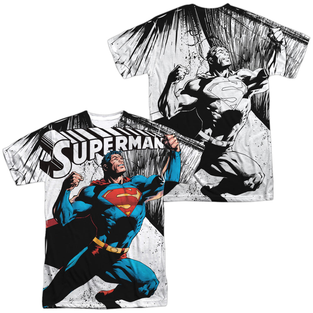 Superman - To Infinity (Front/back Print) - Short Sleeve Adult Poly Crew - White T-shirt
