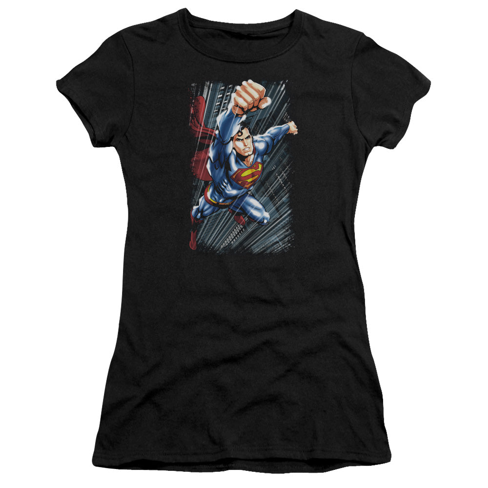 Superman - Faster Than - Short Sleeve Junior Sheer - Black T-shirt