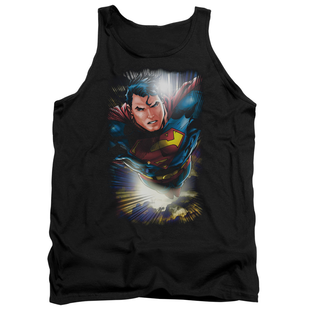 Superman - In The Sky - Adult Tank - Black
