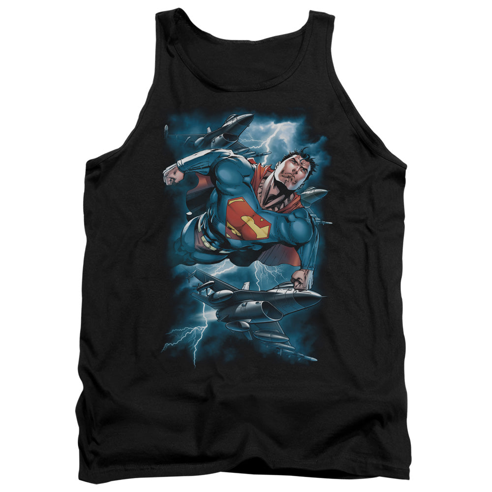 Superman - Stormy Flight - Adult Tank - Black