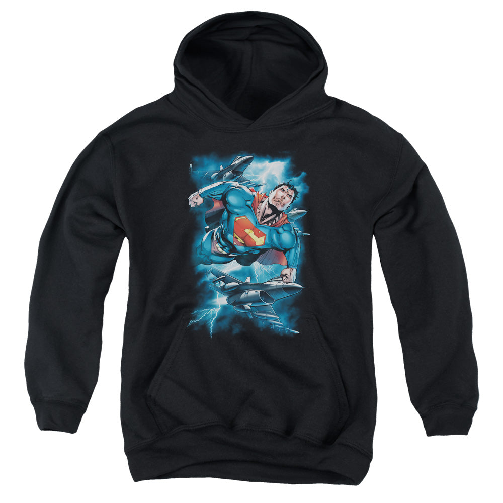 Superman - Stormy Flight - Youth Pull-over Hoodie - Black