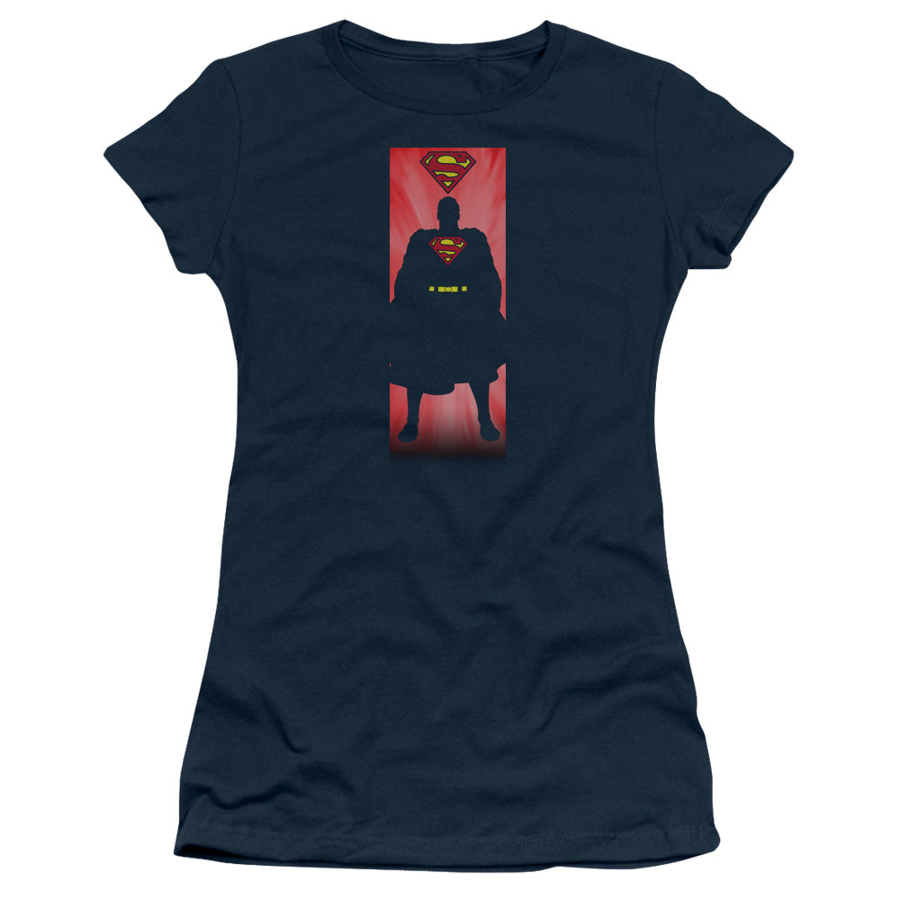 Superman - Block - Short Sleeve Junior Sheer - Navy T-shirt