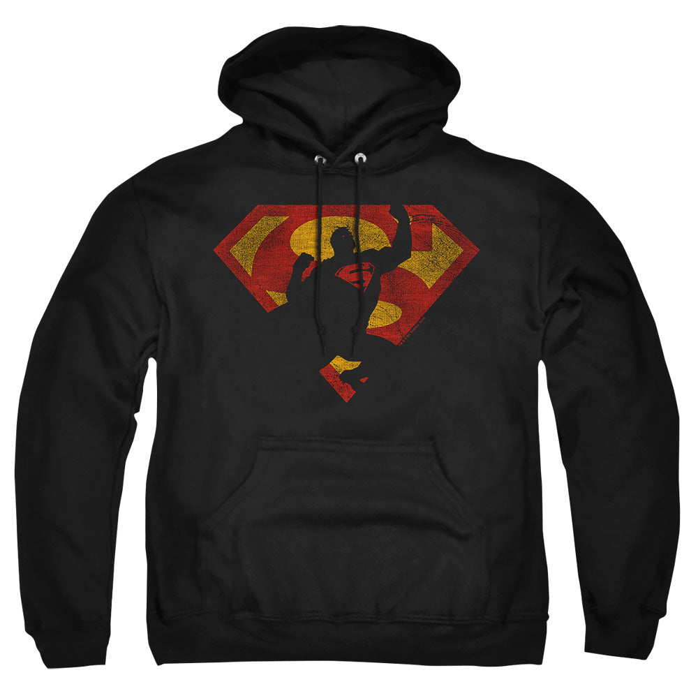 Superman - S Shield Knockout - Adult Pull-over Hoodie - Black