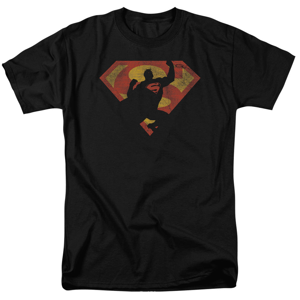 Superman - S Shield Knockout - Short Sleeve Adult 18/1 - Black T-shirt