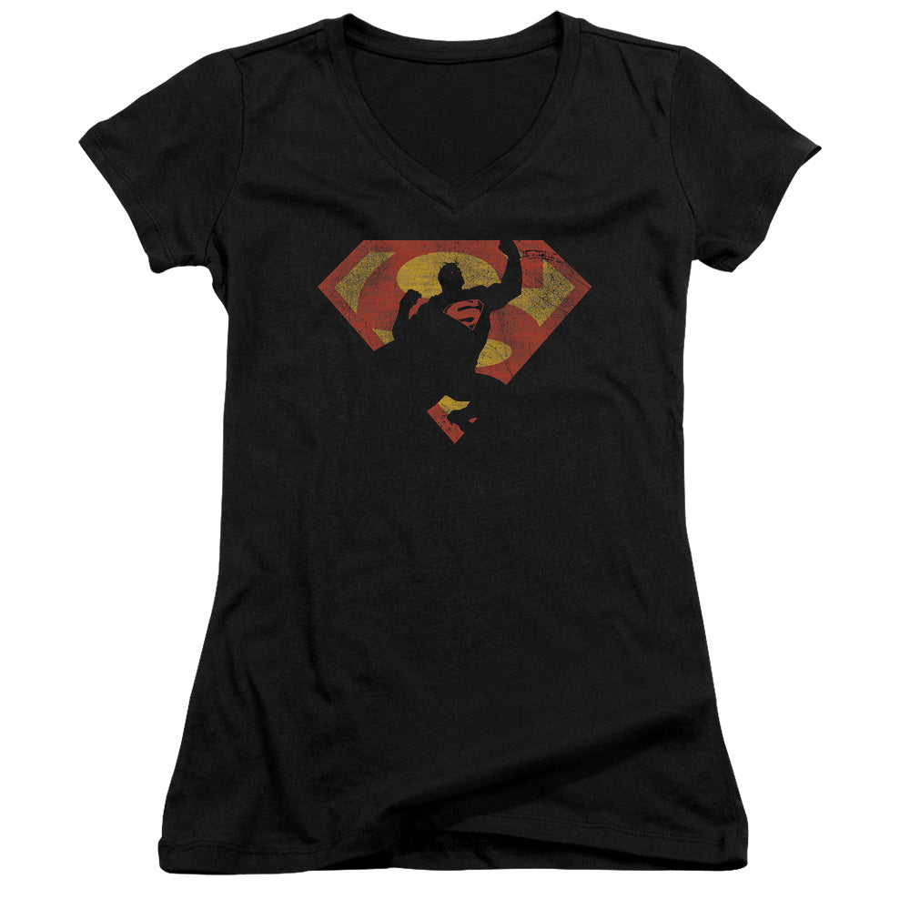 Superman - S Shield Knockout-junior V-neck - Black