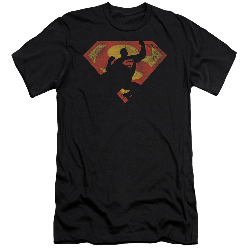 Superman - S Shield Knockout - Short Sleeve Adult 30/1 - Black T-shirt