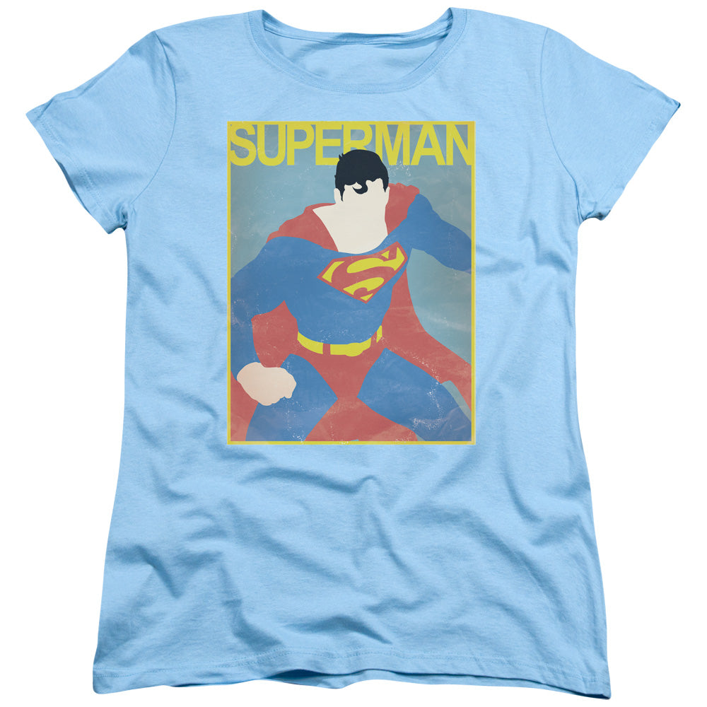 Superman - Simple Sm Poster - Short Sleeve Womens Tee - Light Blue T-shirt