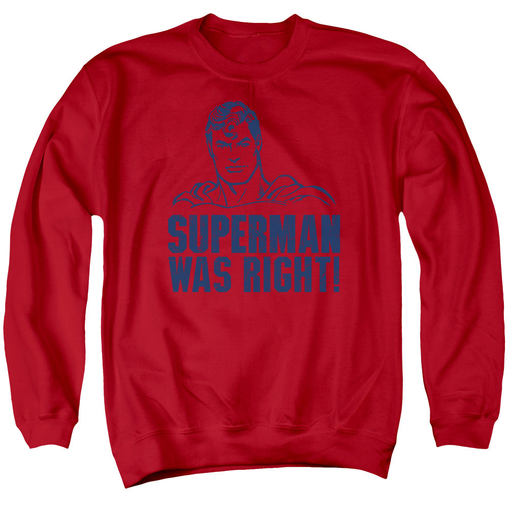Superman - Was Right - Adult Crewneck Sweatshirt - Red